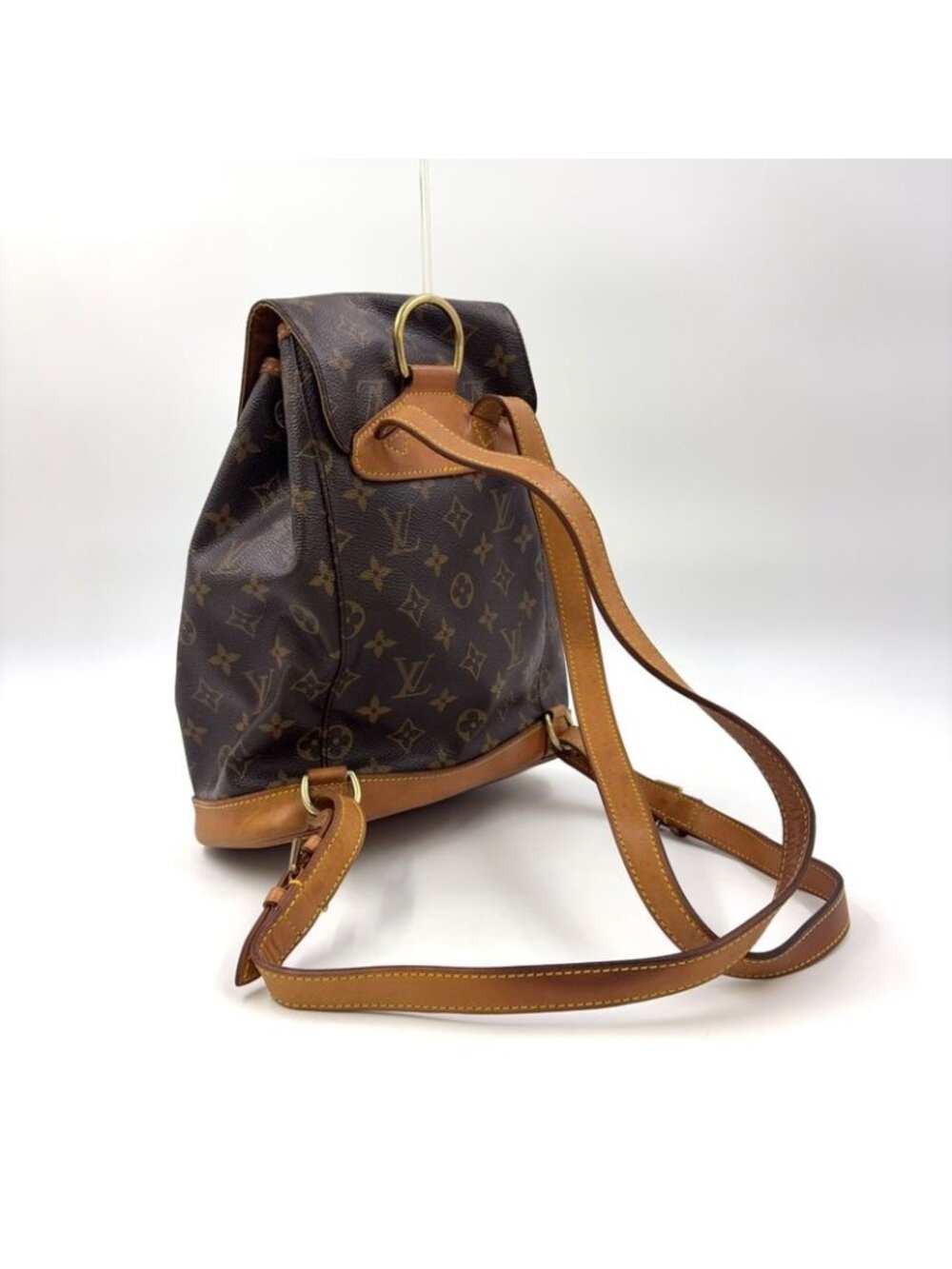 Louis Vuitton Montsouris MM Monogram Leather Brown Light Backpack Gold - Picture 2 of 15